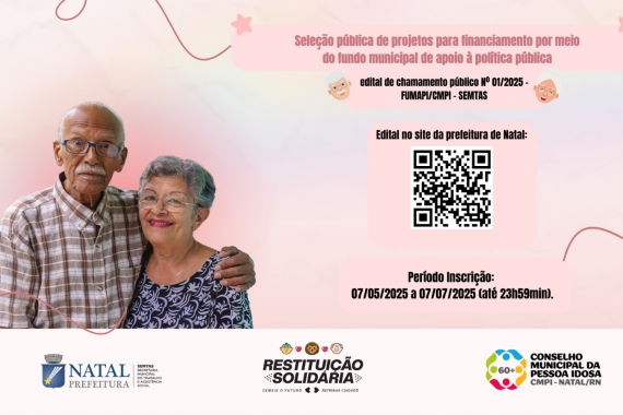 Inscrições para seleção de projetos voltados à pessoa idosa são prorrogadas até 7 de julho