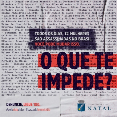 Prefeitura do Natal lança campanha que incentiva denúncias de violência contra a mulher