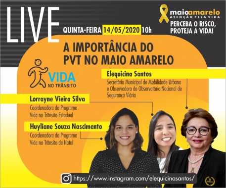 Maio Amarelo: STTU promoverá live sobre “Projeto Vida no Trânsito”