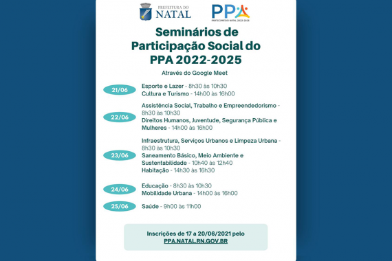 Seminários de Participação Social do PPA vão até sexta-feira 25