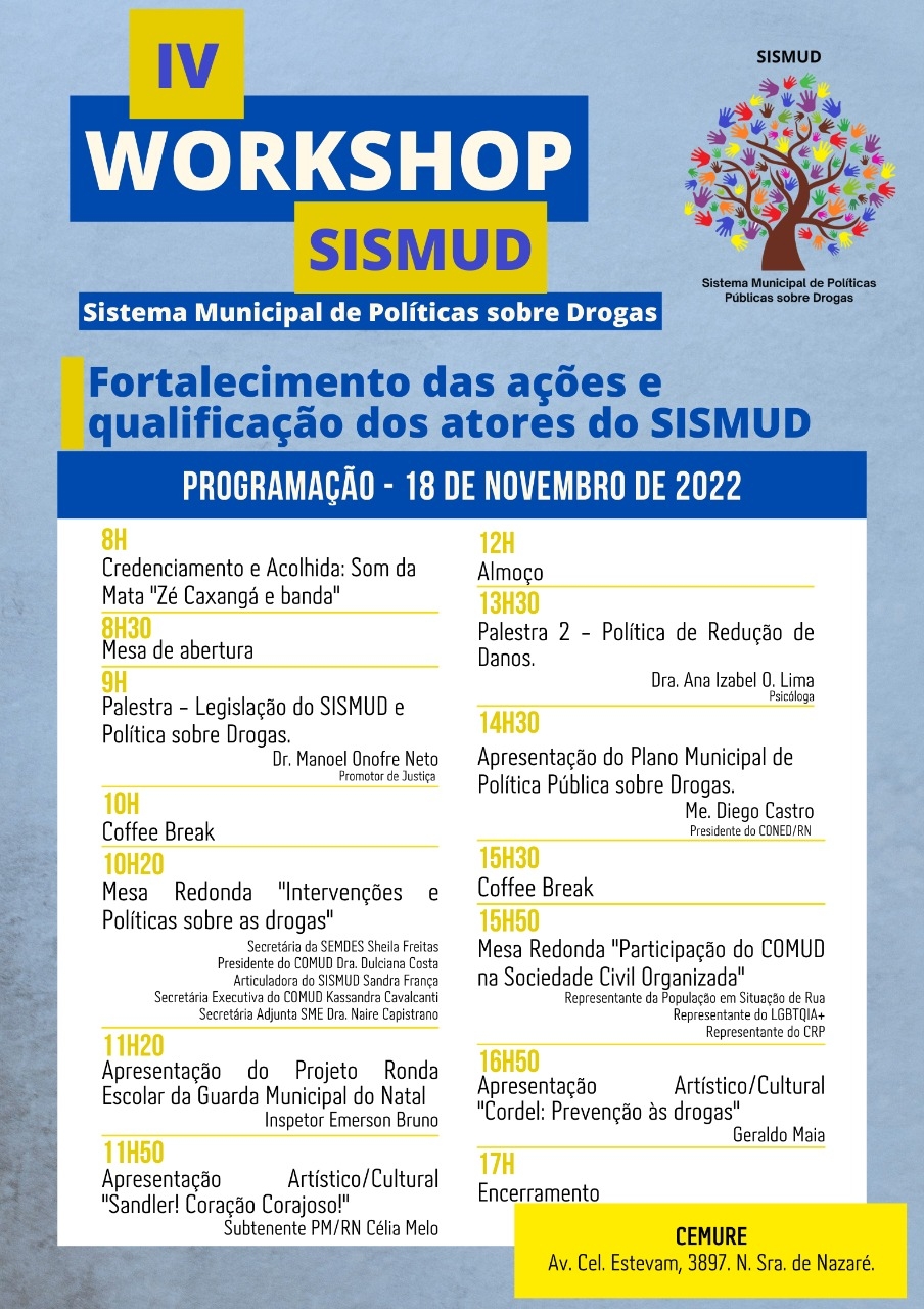 IV Workshop do Sismud acontecerá nesta sexta-feira (18), no Cemure, em Natal 