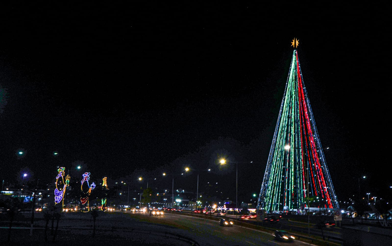Símbolo do Natal em Natal, Árvore de Mirassol é acesa com as cores das campanhas sociais