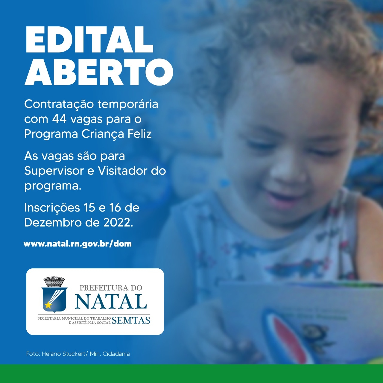 Semtas lança edital de contratação temporária com 44 vagas para o Programa Criança Feliz