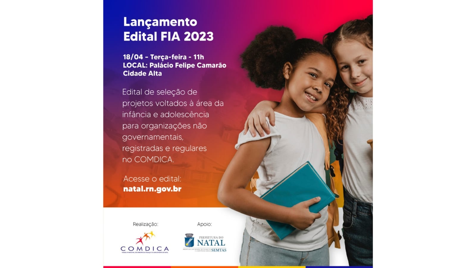 Edital FIA 2023 destina R$1,5  milhão para projetos voltados à proteção de crianças e adolescentes
