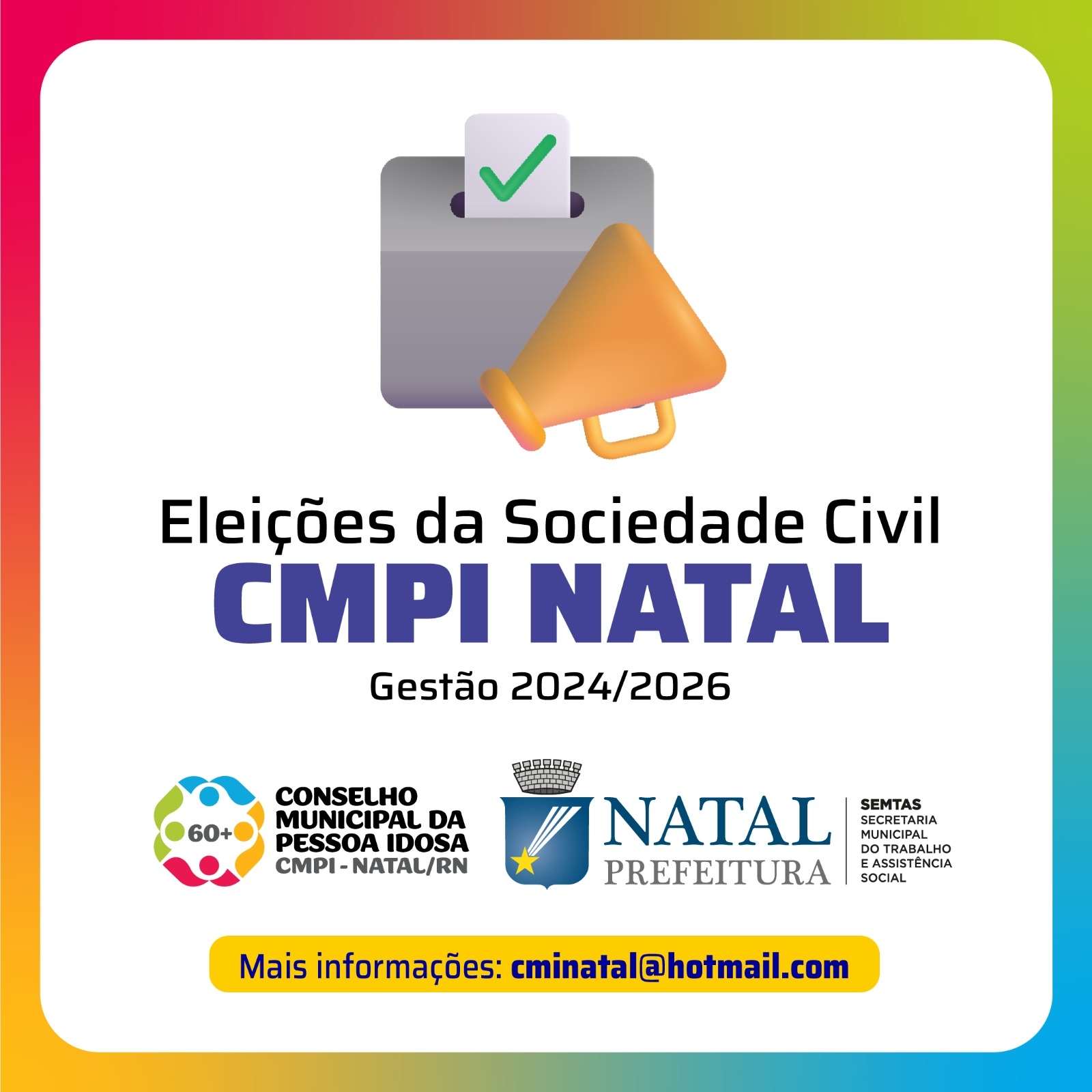 Aberto processo de inscrição para representantes da sociedade civil no Conselho da Pessoa Idosa