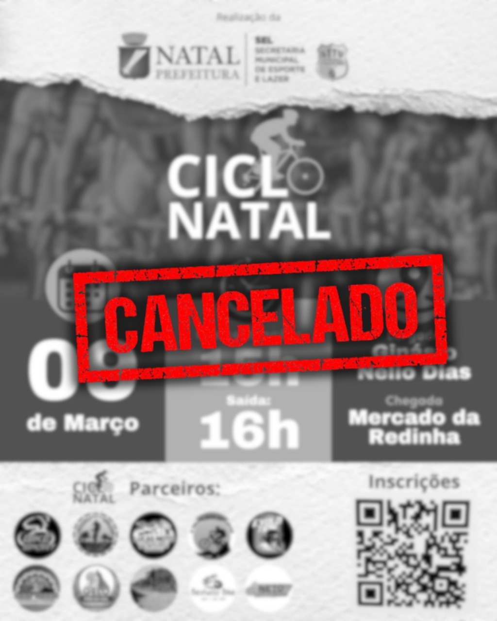 Comunicado de cancelamento do evento Ciclo Natal previsto para este domingo (9)
