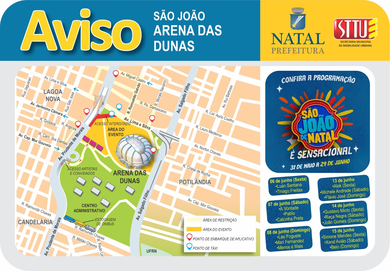 STTU define operação especial de trânsito para o São João no Polo Arena das Dunas