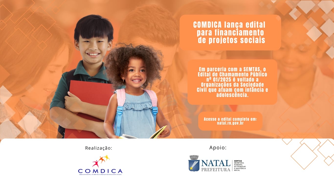 Comdica lança edital de R$ 1,2 milhão para financiamento de projetos para infância e adolescência